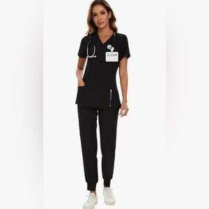 Black Jogger Scrub Set